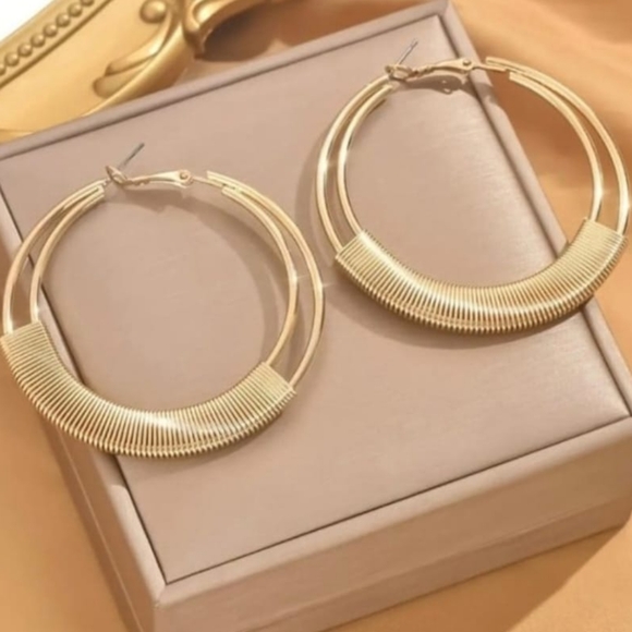 Minimalist Double Layer Hoop Earrings for Women, Iron Material, Suitable for Par - Picture 2 of 5